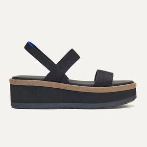 Lightweight Wedge Sandal in Black with Gray-Brown Trim